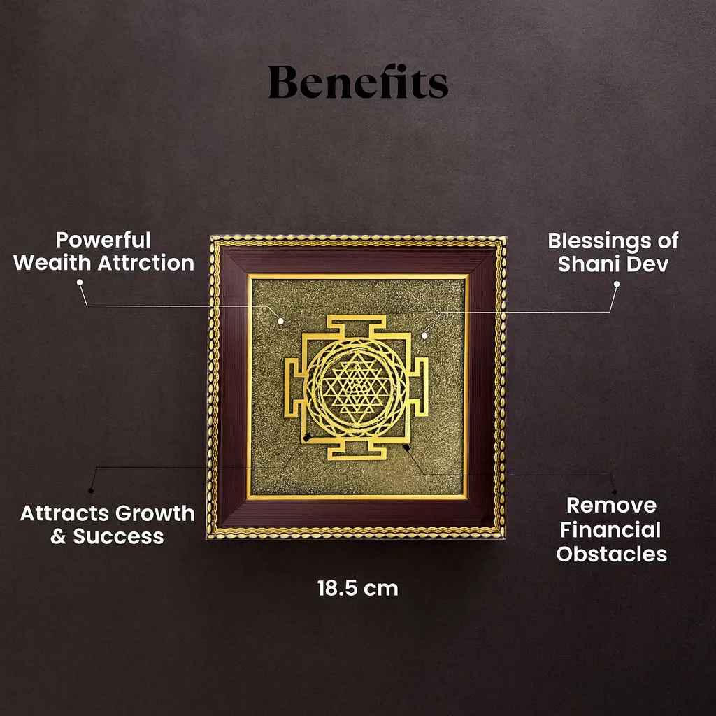 Shree Yantra on Raw Pyrite Frame